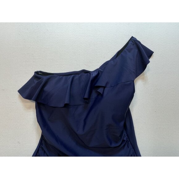 Hilor One-Shoulder One Piece Swimsuit Womens 14 Navy Tummy Control Beach Padded - Picture 5 of 10